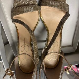 Jessica Simpson Glittery Gold Heels